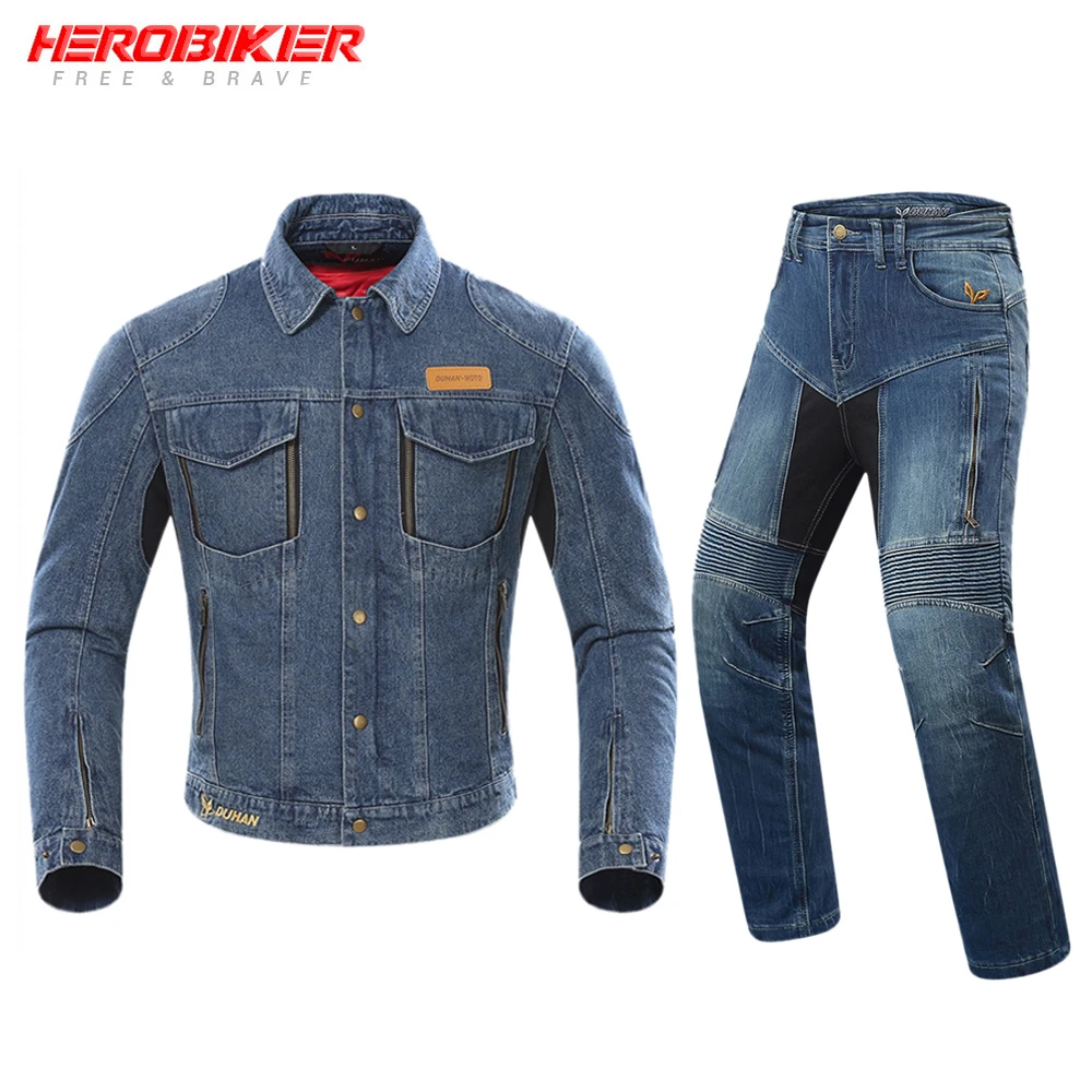 Мотоциклетная куртка HEROBIKER Мужская джинсовая для мотокросса ветрозащитная