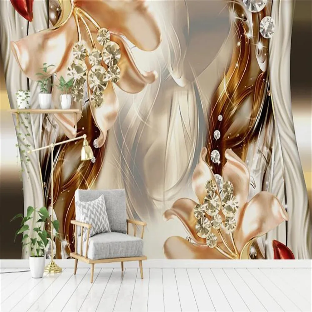 

Milofi customized large wallpaper mural 3d stereo jewelry flower jewelry TV bedroom background wall Decorative paintings