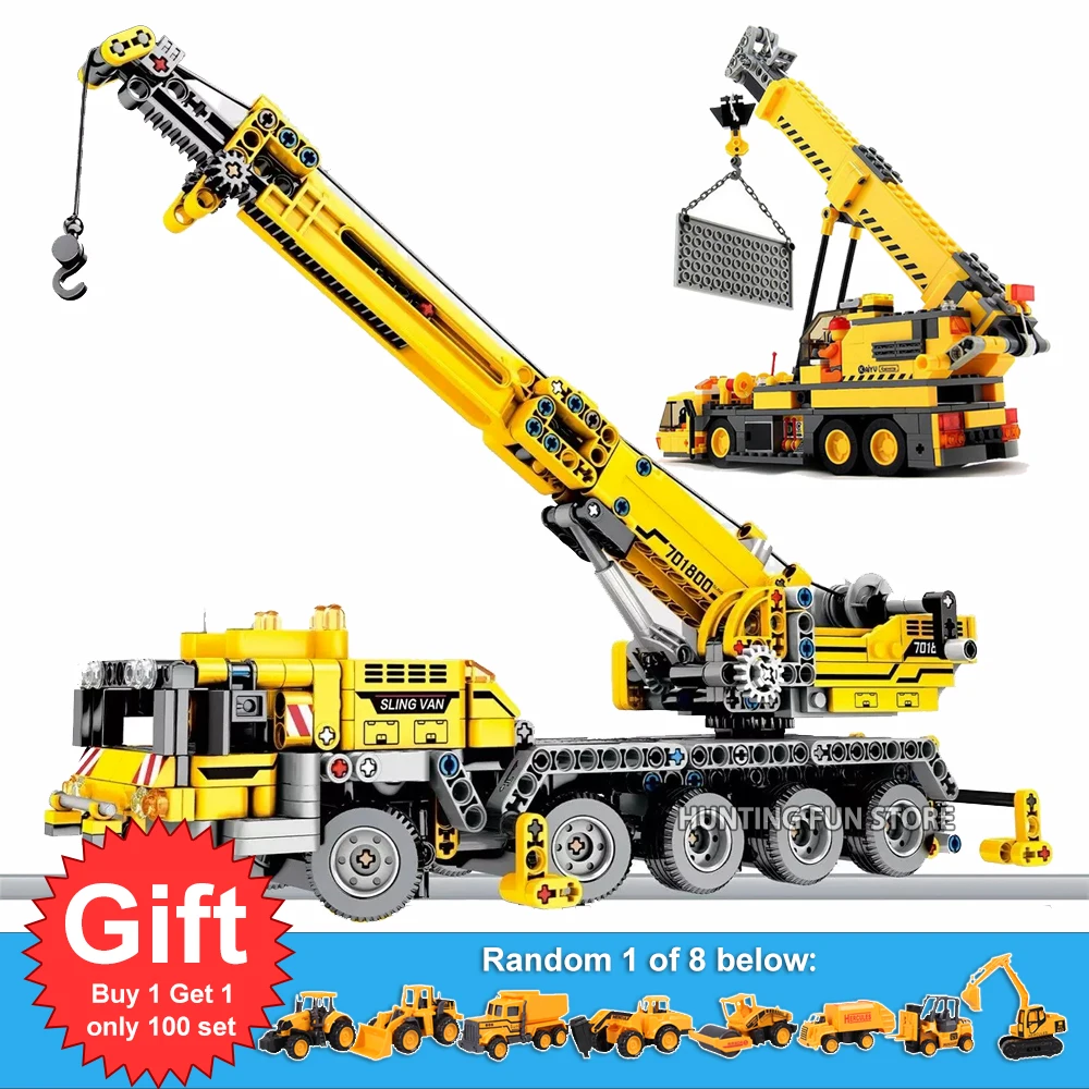 Fit City Technic серия передвижной кран Набор с мини-фигурками грузовик обучающая модель строительные блоки игрушки для детей Подарки для мальчиков