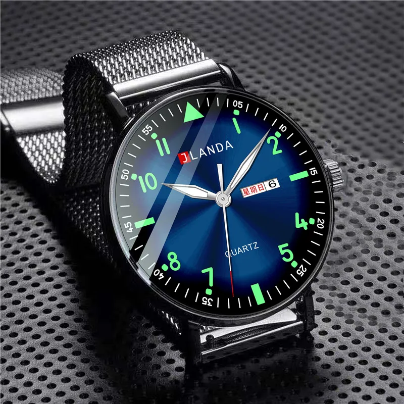 New Watches Men Luxury Brand 6mm Ultra-Thin Fashion Men Watches Stainless Steel Mesh Belt Luminous Waterproof Quartz Men Watch