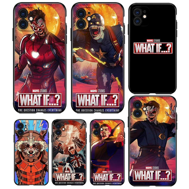 

Marvel WHAT IF For Apple iPhone 13 12 11 mini 8 7 6S 6 XS XR X 5 5S SE 2020 Pro Max Plus Black Soft Phone Case