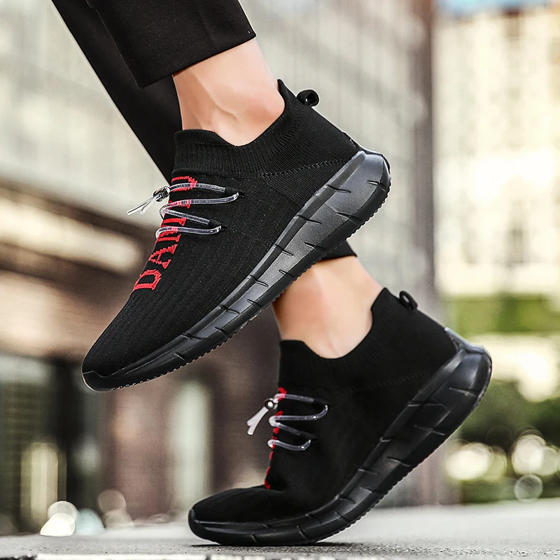 SMS Men Outdoor Running Shoes Breathable Comfortable Mesh Sneakers Lace-up Sport Shoes Men Lightweight Soft Shoes Plus Size