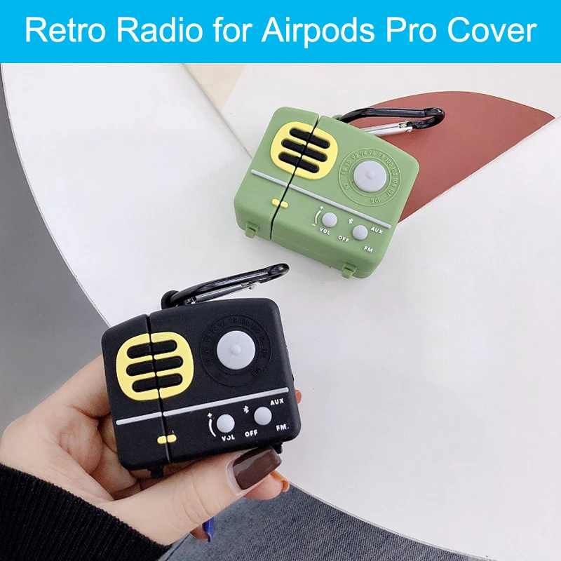 

Защитный чехол для наушников, силиконовый чехол для зарядки, Симпатичный 3D чехол в стиле ретро с радио для Apple Airpods Pro, Лидер продаж