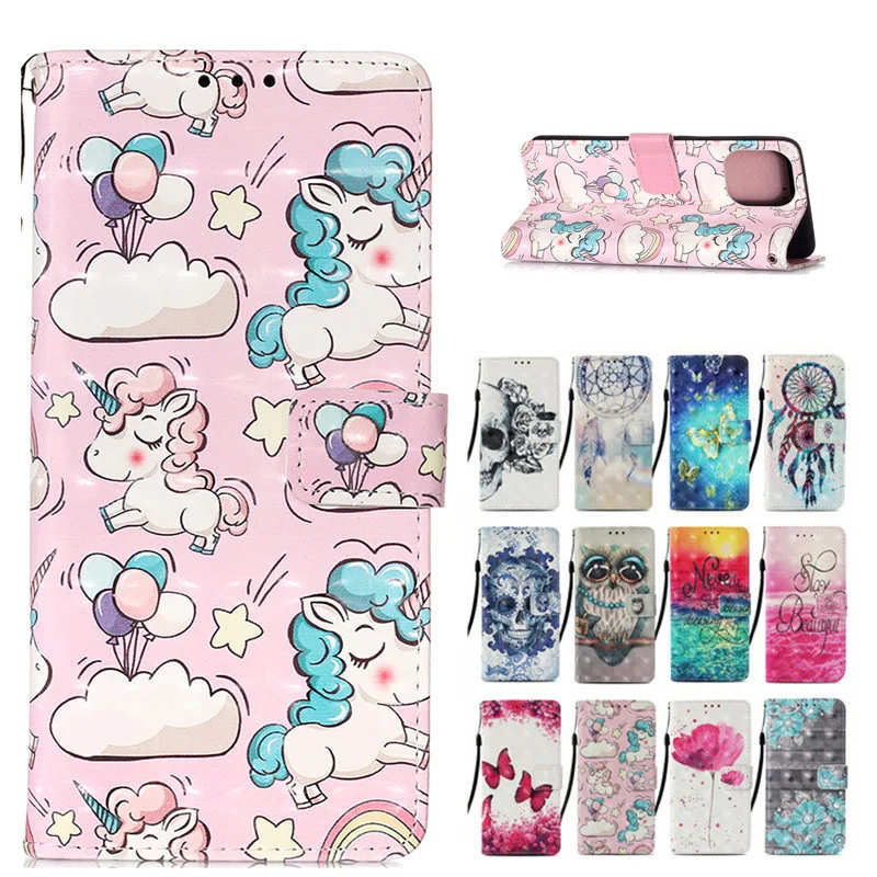 

3D Cartoon Unicorn Flip Leather Case For iPhone 13 12 11 Pro XS Max XR X 12Mini 7 8 Plus SE 2020 Phone Cases Wallet Back Cover