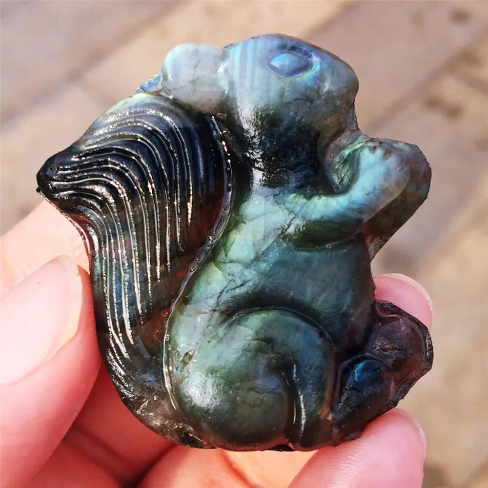 1 шт. AAAA Красивая кристальная Резьба Натуральный ручной работы Лабрадор камень