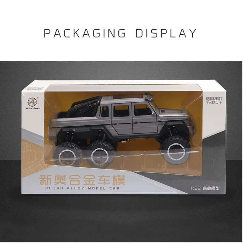 

1/32 Alloy Diecast Car Models Toy G63 6WD AMG Yellow Car Model With Simulation Automobile Suspension Off-road Vehicle boy Toy