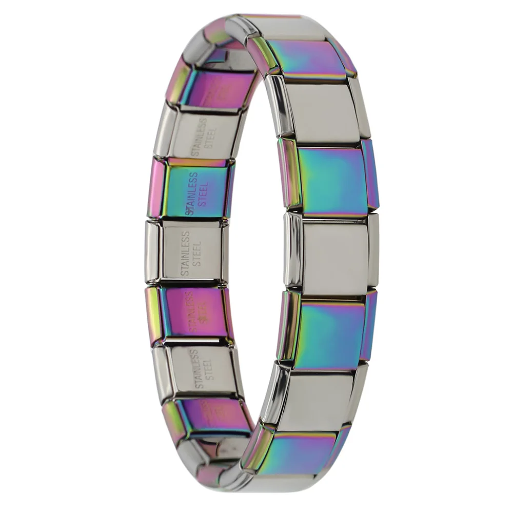 Silver Color Hapiship 13 мм Мужская мода ювелирные изделия нержавеющая сталь черный/синий/золото/серебро/цвет эластичный браслет для мальчиков подарок на день рождения ST13 - Окраска металла: Silver Color