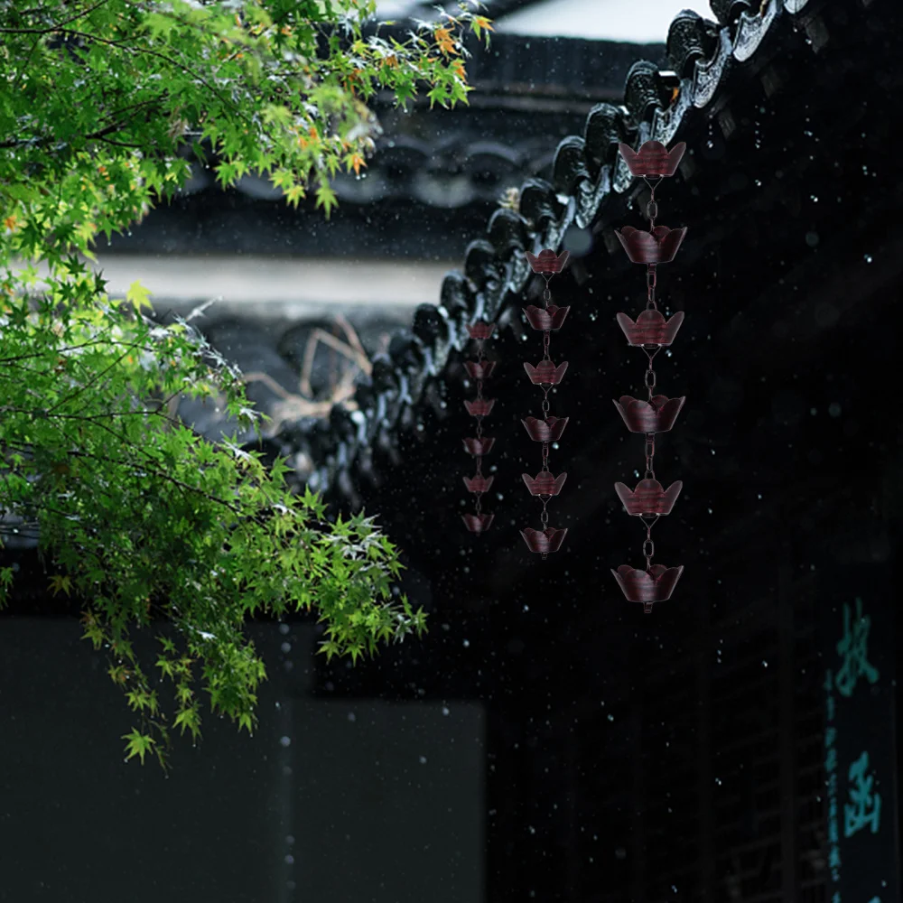 

1m Metal Rain Chain Petal Shape Chimes and Cups Rain Catcher for Gutter