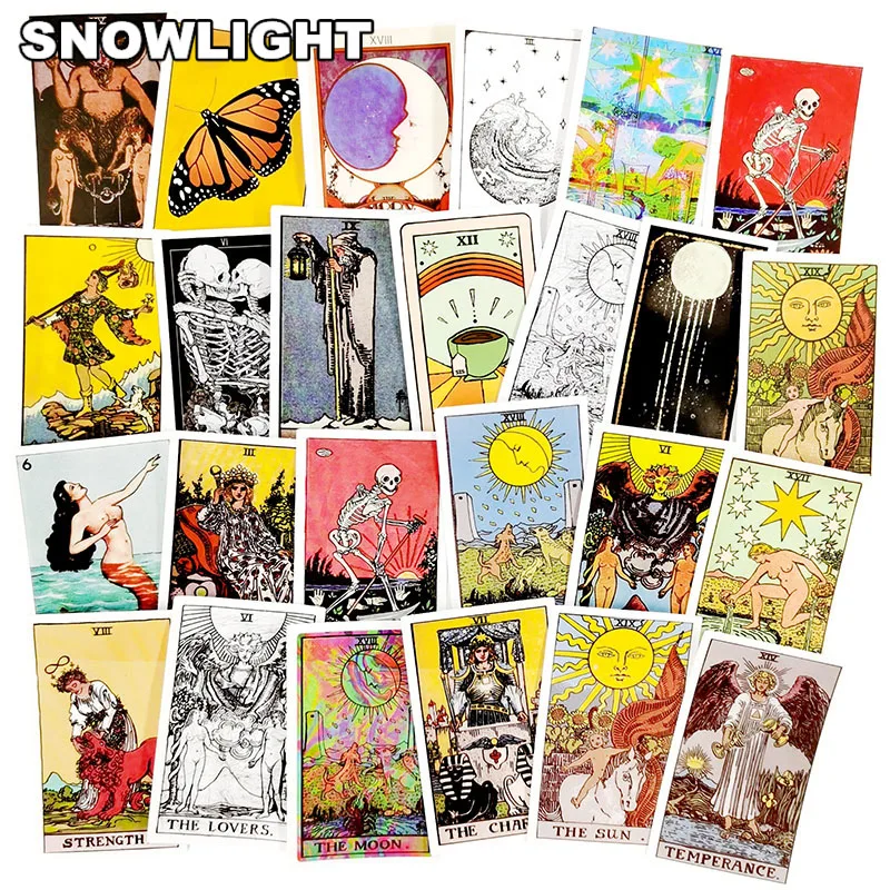 10/30/60pcs/set Tarot Card Divination Cartoon Waterproof Graffiti Stickers For Laptop Scrapbook Stickers Kid Toy Skateboard