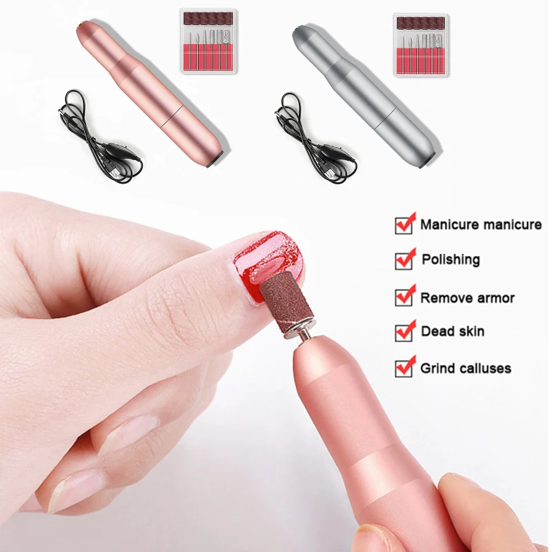 

18000RPM USB Electric Nail Drill Machine 2 Way Rotate Mini Nail Drill Kit Manicure Pedicure Gel Remover Portable Nail Drill Pen
