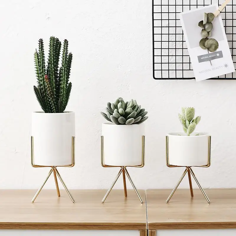 

Nordic Style Ceramic Iron Art Vase Minimalism Flower Vases Home Decoration Green Plant Flowerpot Coffeehouse Livingroom