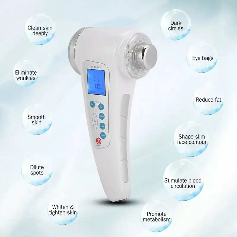 Beste 4 In1 Ultrasone Gezicht Massager Anti Aging Led Photon Light Ion Importeren Gezicht Body Shaper Huidverjonging Huidverzorging