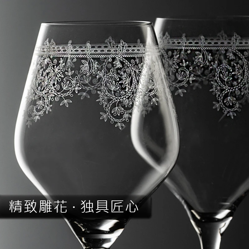 

Vintage Laser Carving Wine Glasses Europe Crystal Glasses Home drinking glasses Wedding goblet Creative Hotel party Drinkware
