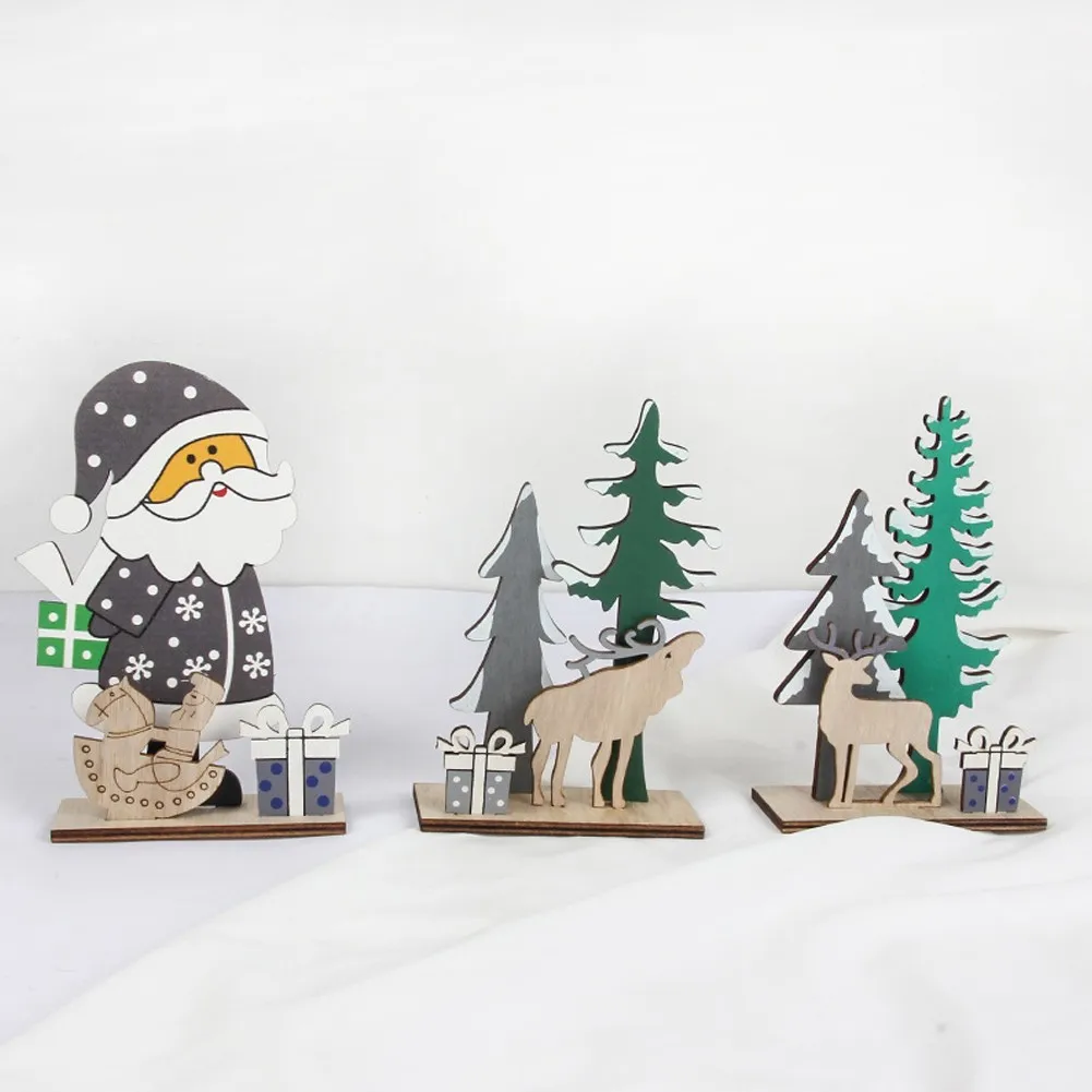 

2022 New Year Xmas Elk Wood Craft Christmas Tree Ornament Noel Christmas Desktop Decoration For Home Wooden Pendant Navidad Gift