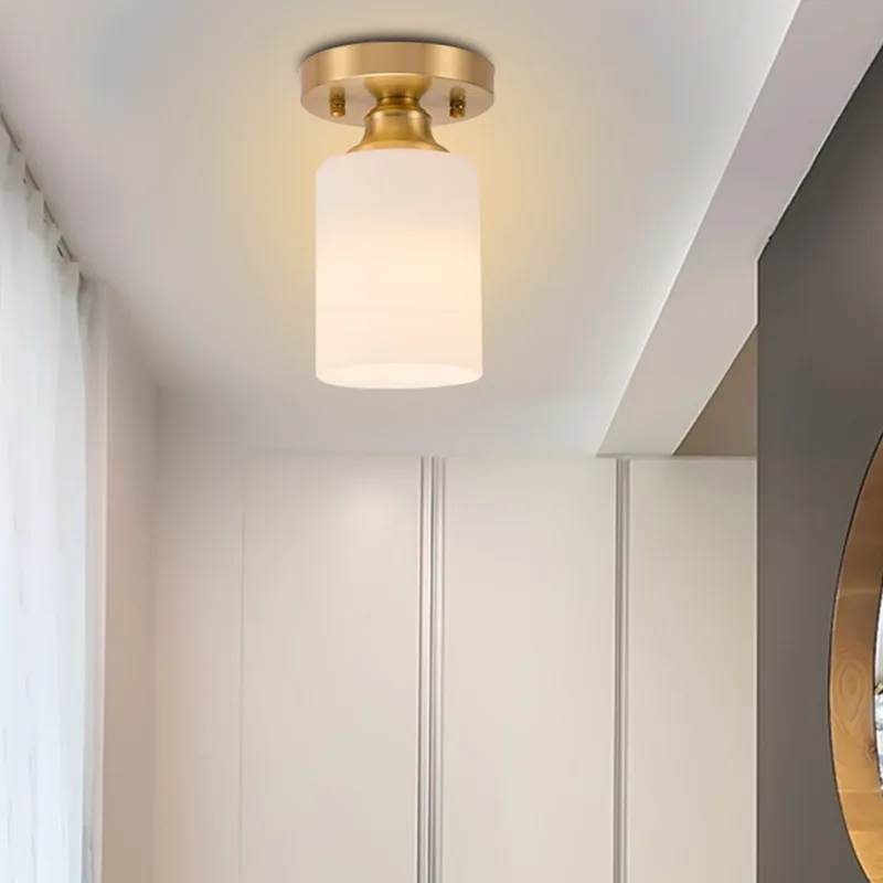 LukLoy Классический Медный потолочный коридор лампы выход на балкон ретро белые