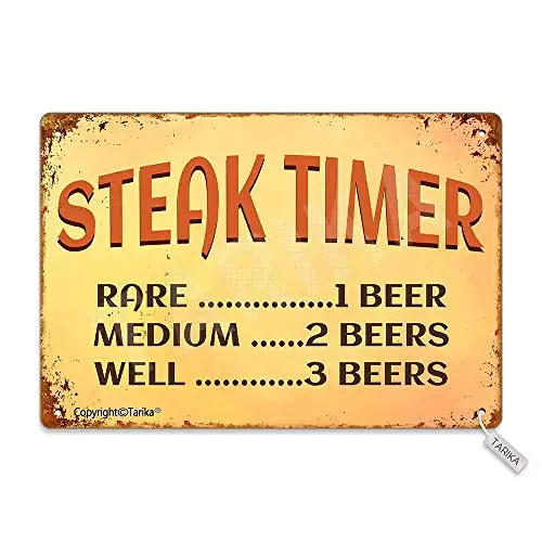 

Steak Timer Rare 1 Beer Medium 2 Beers Well 3 Beers Vintage Look Metal 8X12 Inch Decoration Art Sign for Home Kitchen Bathroom F