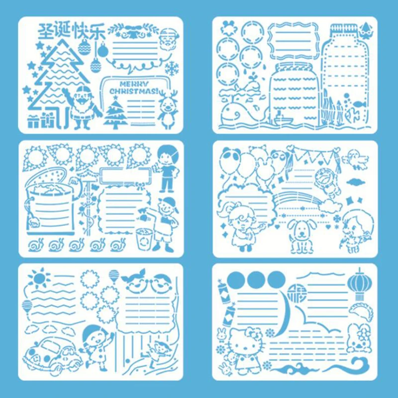 6 шт. трафарет для раскрашивания тиснение Рождественская тематика шаблон