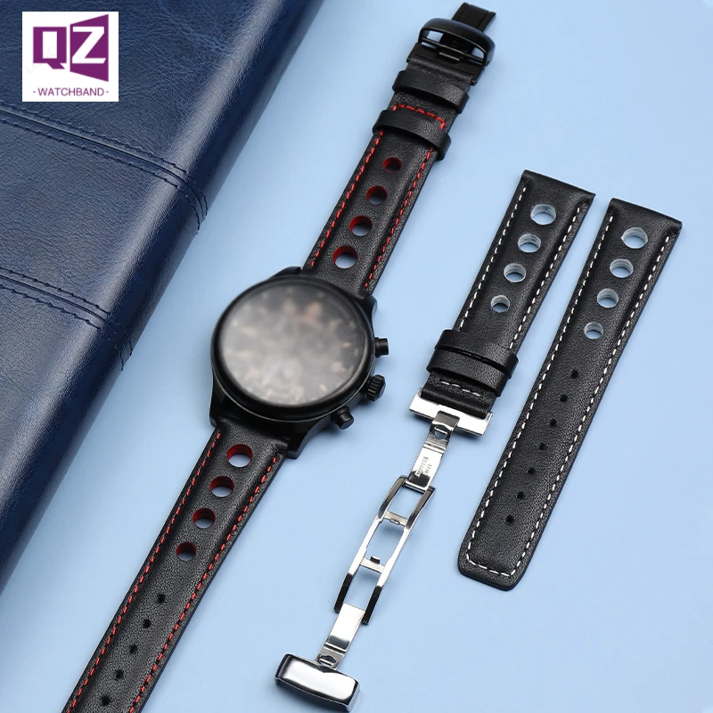 Ремешок из толстой кожи для часов Top Grain Leather для спортивной серии Tissot Racing PRS516 T91 1853 настоящий браслет 20 мм из кожи коровы.