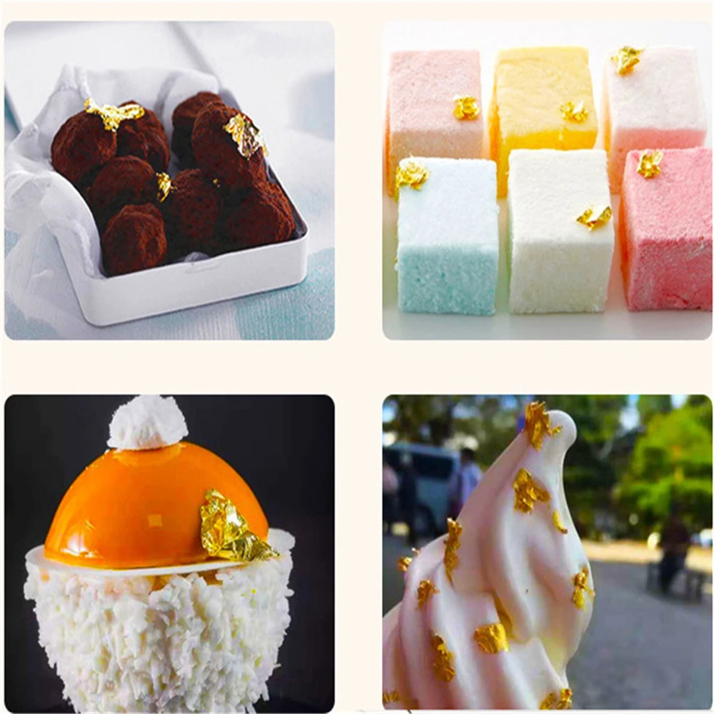 2 г пищевая Золотая фольга хлопья шабина 24 К золото серебро искусственные