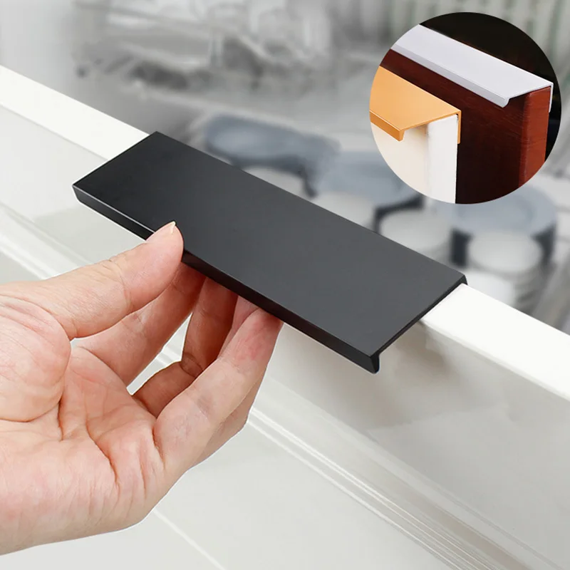 Скрытые ручки шкафа из цинкового сплава золотистые серебристые черные|Ручки