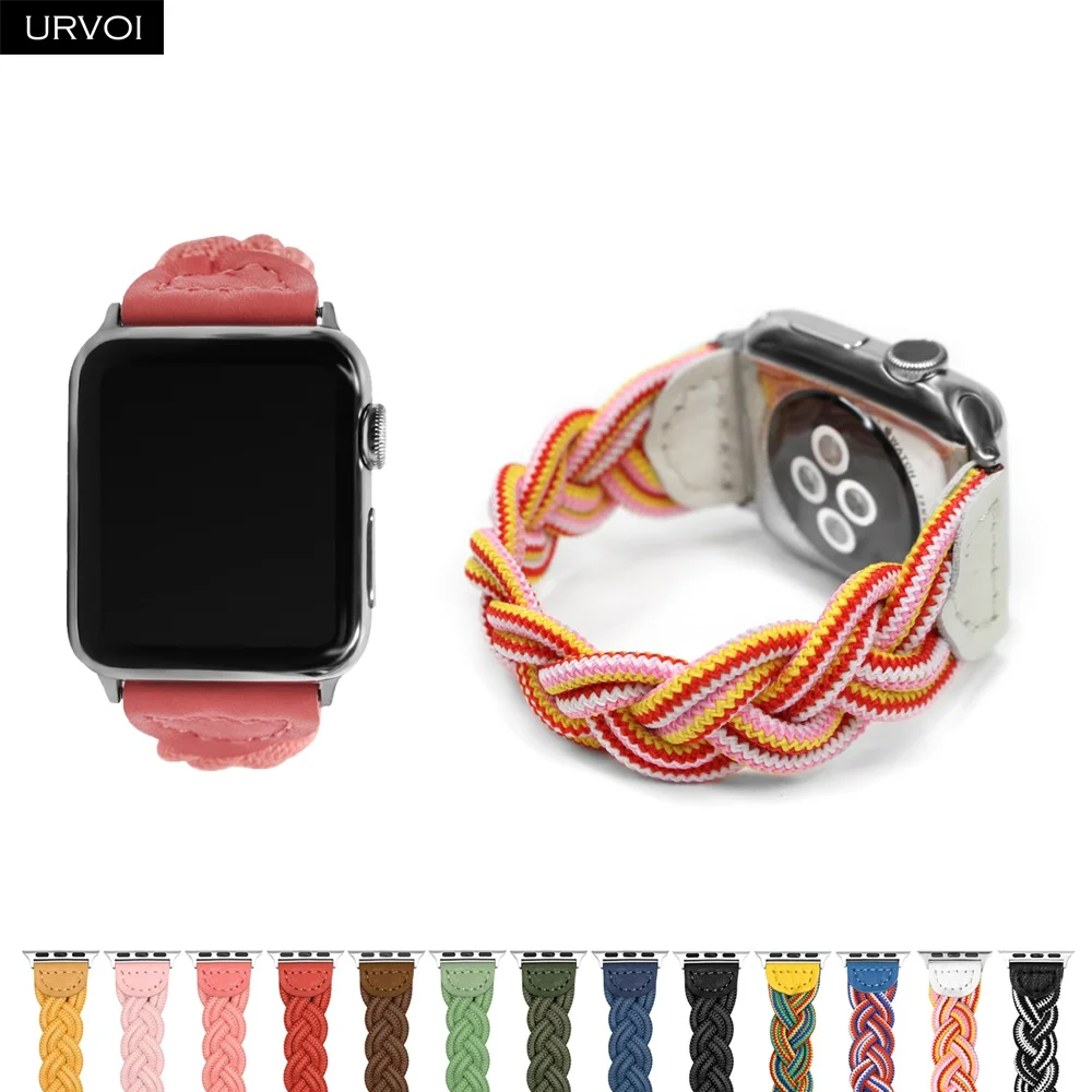 Плетеный ремешок URVOI для Apple Watch series 6 SE 5 4 3 2 1 тканый нейлоновый браслет iWatch solo