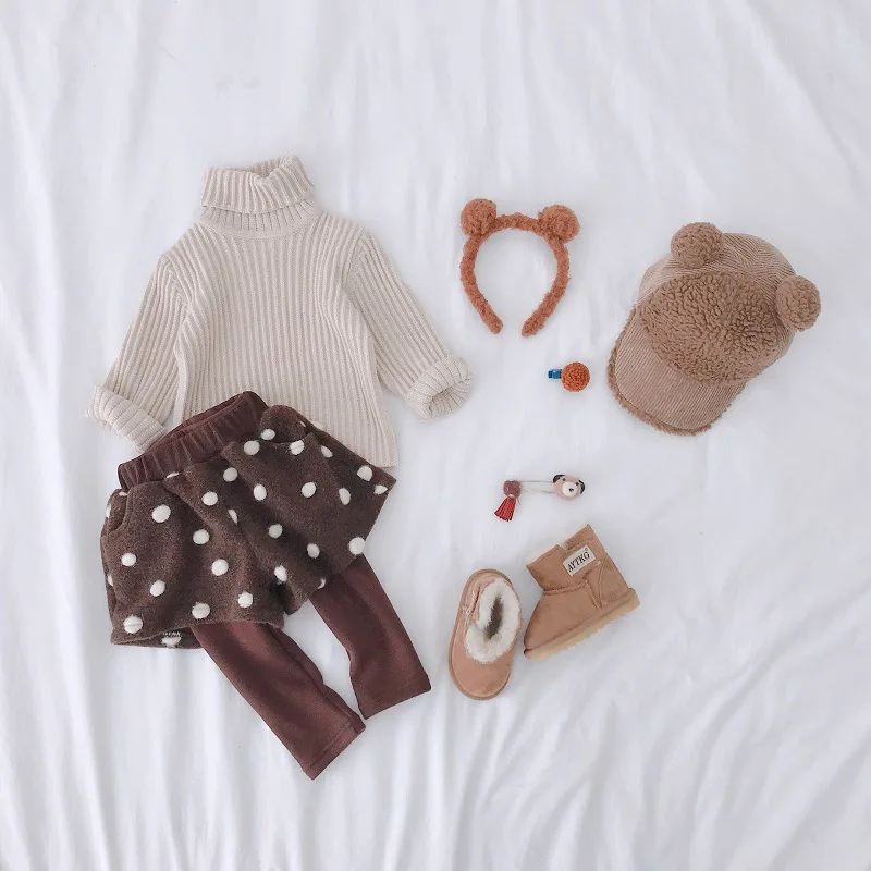 Зимние милые шаровары для девочек с флисом Плотные леггинсы Детские лоскутные