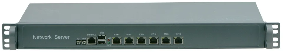 Причастником 6 портов ethernet LAN сетевой безопасности брандмауэр linux Безвентиляторный Intel Celeron J1900 1U rackmount сервер