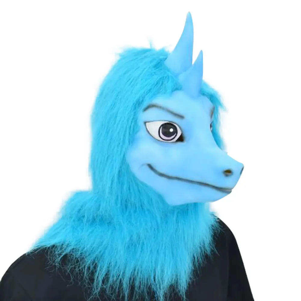 2021 Аниме-фильм Raya и Последний Дракон Костюм Сису Головной убор из латекса Голубой парик для взрослых на Хэллоуин, карнавал, косплей, вечеринку.
