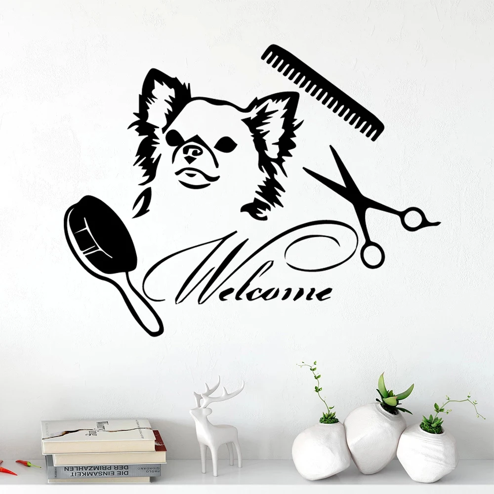 

Cute Dog Wall Stickers Removable Vinyl Pet Grooming Decor Decals For Kids Room Bedroom Home Pet Shop Decorations Murals HJ0364