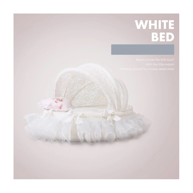 Роскошное круглое гнездо для домашних животных навес складной тент кровать