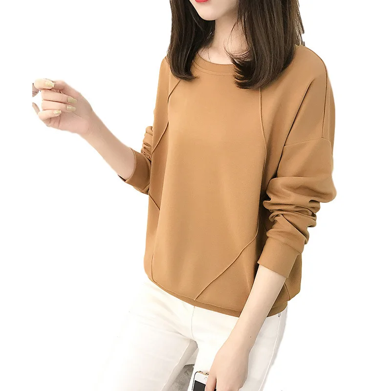 

Cotton sweater 2020 spring and autumn new large size loose sweater long sleeve Korean version versatile women's top
