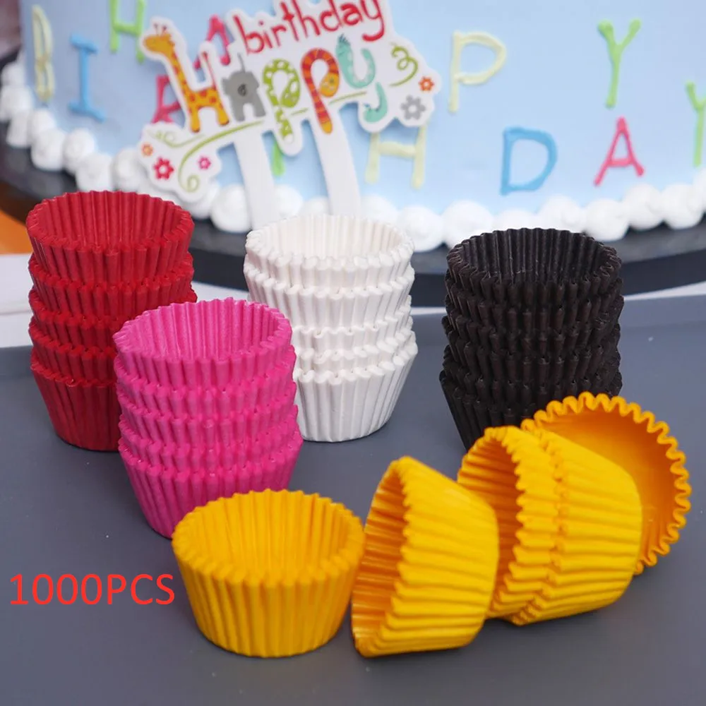 

Hot 1000Pcs Mini Chocalate Cupcake Liners Anti-oil Paper Cup Muffin Cake Cases Solid Color Baking Decoration Accessories DIY