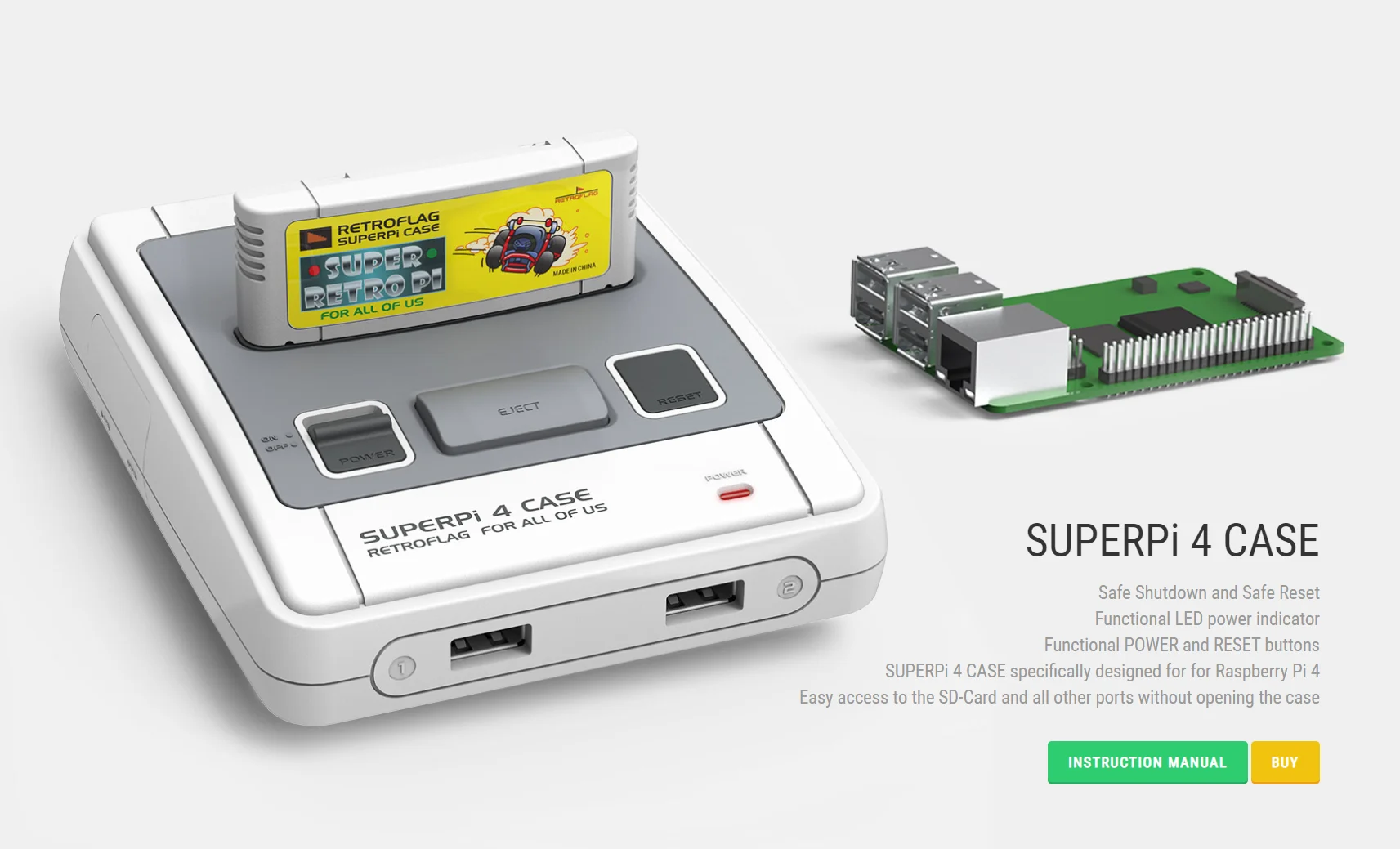 

Чехол Retroflag Superpi 4 Чехол Raspberry Pi чехол с безопасным отключением чехол-J для Raspberry Pi 4 Модель B