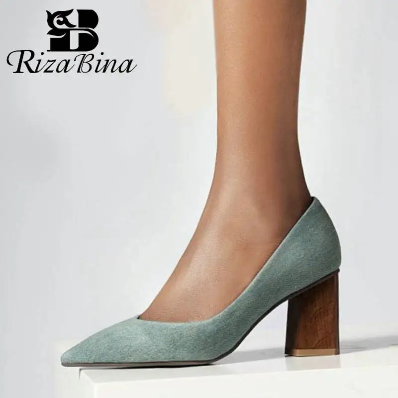 Туфли-лодочки женские с острым носком на толстом высоком каблуке размеры 34-43 |