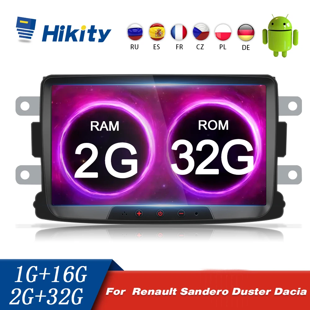 Автомобильный мультимедийный MP5 плеер Hikity на Android 2 Гб ОЗУ 32 ПЗУ с 8 дюймовым