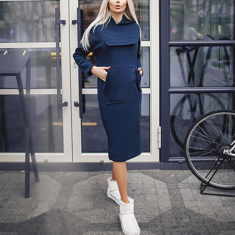 Осенняя Женская толстовка с капюшоном Повседневная Длинная толстовки женский