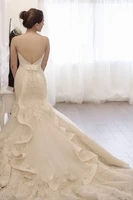 mermaid robe de mariage curves open back lace wedding dress