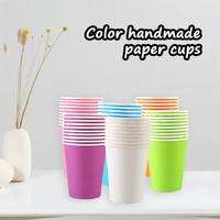 10pcslot disposable cups with 7 5 oz made of paper red blue green pink white purple orange birthday party decoration supplies