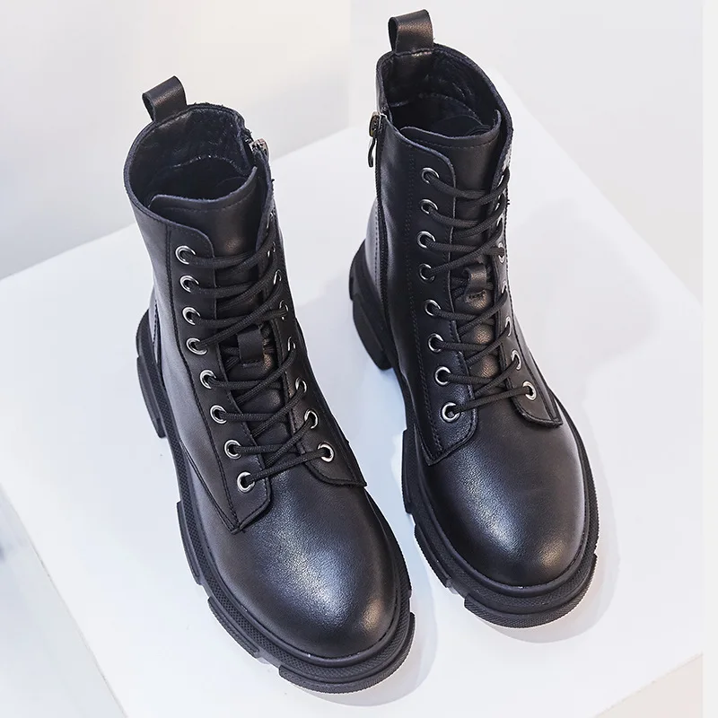 Boussac/черные ботинки на платформе и массивном каблуке в стиле панк женские Ботинки