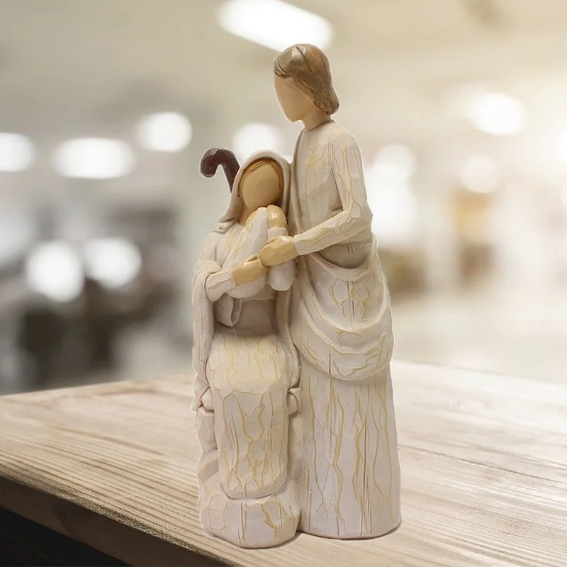 

Kawaii Home Decor Living Room Decoration Accessories Resin Crafts Warm Family Religious Figures Decorations For Home Supplies