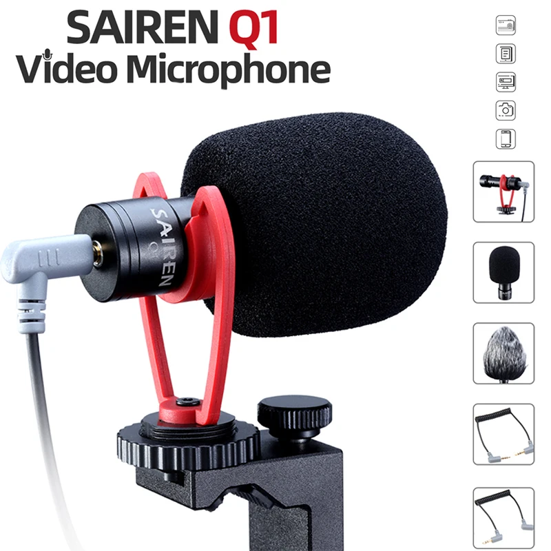 SAIREN Q1 конденсаторный видео Vlog микрофон накамерный Vlogging для iPhone 11 samsung смартфонов sony Nikon Canon DSLR камера s