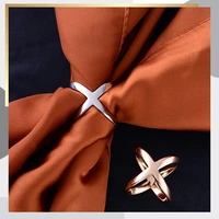 3pcs fashion simple cross scarf clip x shape metal brooches for women bow scarves buckle holder shawls jewelry accessories