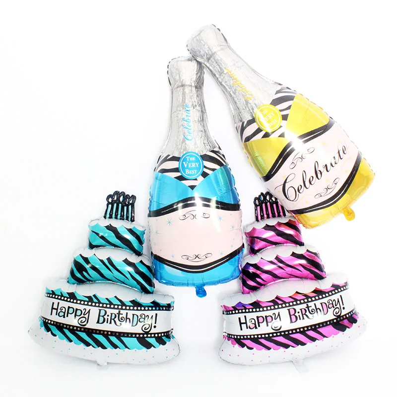 Новинка 1 шт. мультяшный синий торт бутылка вина Детские алюминиевые воздушные