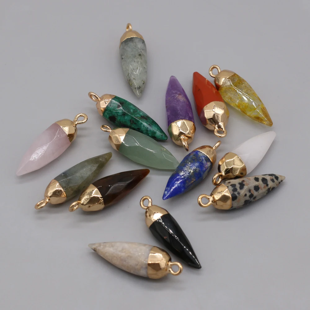 

3Pcs Natural Stone Pendant Faceted Pendant Citrine/Epidote/Lapis lazuli For Jewelry Making DIY Bracelet Earrings Accessory