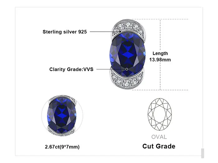 Jewelrypalace Luxry 2.75ct овальной огранки создан сапфир кулон Цепочки и ожерелья Шарм 925 стерлингового Серебряные ювелирные изделия не включает цепь