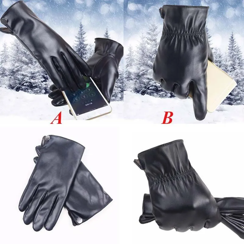 Женские зимние перчатки из искусственной кожи с сенсорным экраном женские