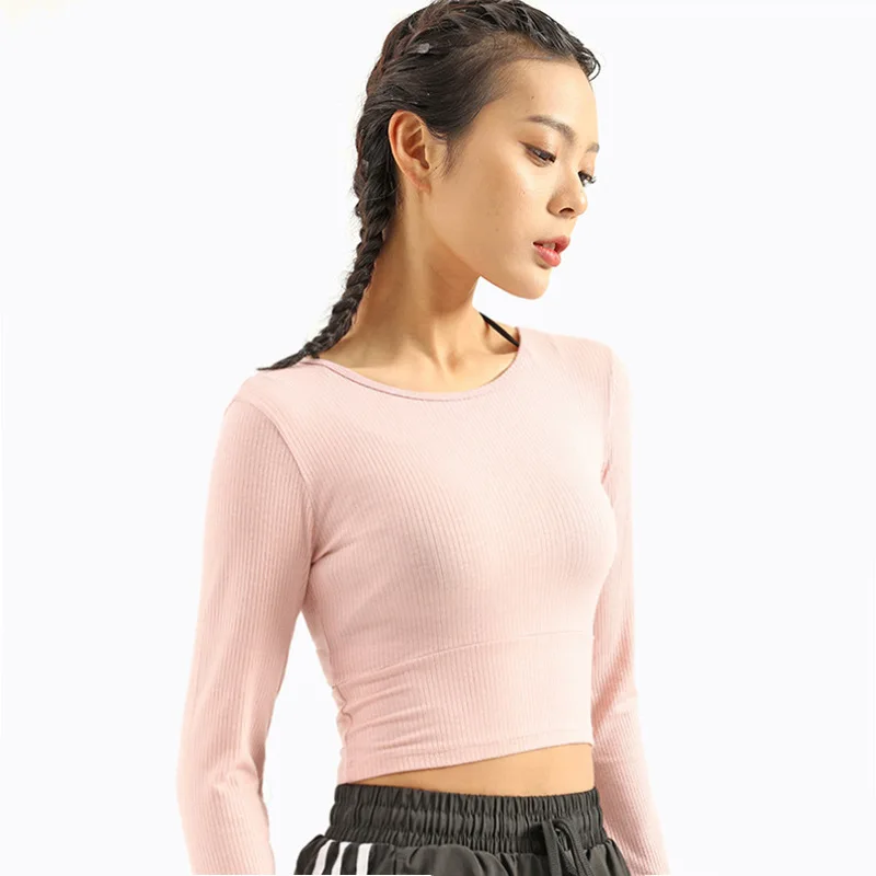 

WANYUCL 2021 new threaded workout clothes back drawstring running clothes ladies quick-drying tops quick-drying yoga clothes