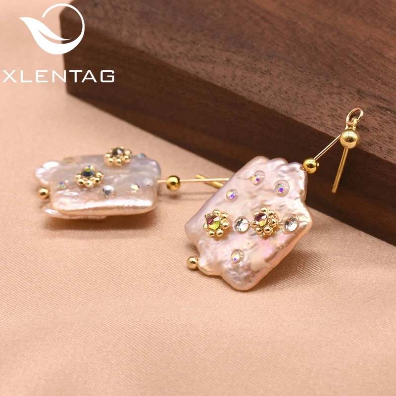 XlentAg Винтажные серьги в стиле барокко с розовым жемчугом висячие для женщин и