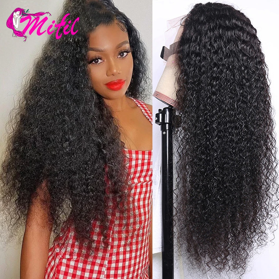 

Mifil kinky Curly 13*4 Lace Frontal Wig Remy Human Hair Wig Indian's Hair For Women Hair Pre Plucked HD Lace Front Wig 32 Inch