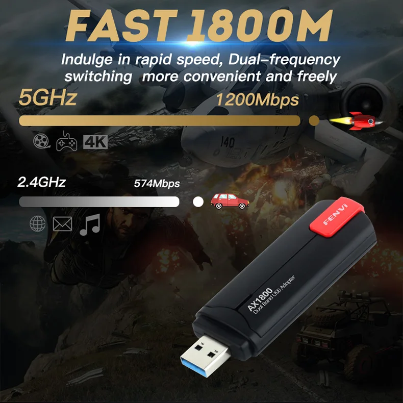 Wi-Fi 6 USB3.0 адаптер Dongle 1800 Мбит / с двухдиапазонная беспроводная сетевая карта 2 4G 5G